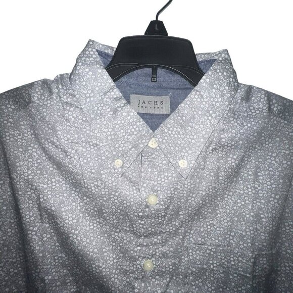 JACHS Men's Floral Shirt Summer Short Sleeve $79 Size Small Gray Button Up NEW - Picture 2 of 10